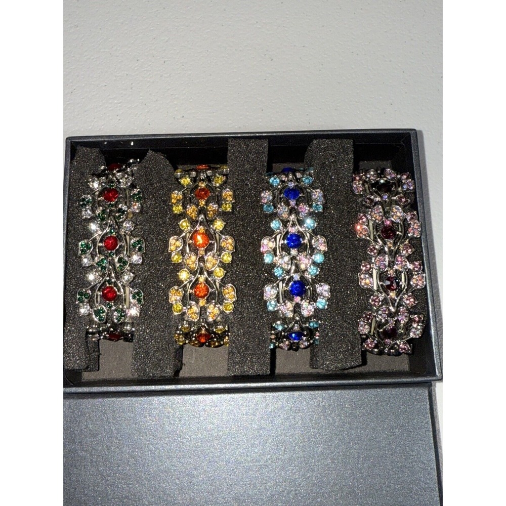 Danbury Mint Seasonal Sensations Colorful Rhinestone Stretch Bracelets Set Of 4